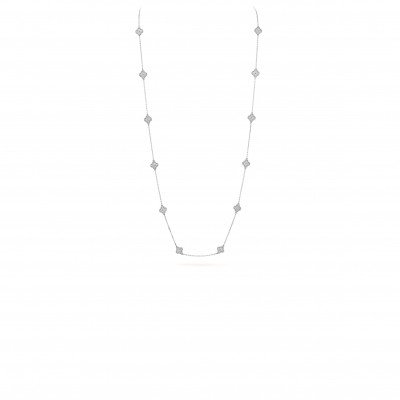 VAN CLEEF ARPELS SWEET ALHAMBRA LONG NECKLACE, 16 MOTIFS - WHITE GOLD, DIAMOND  VCARO85A00